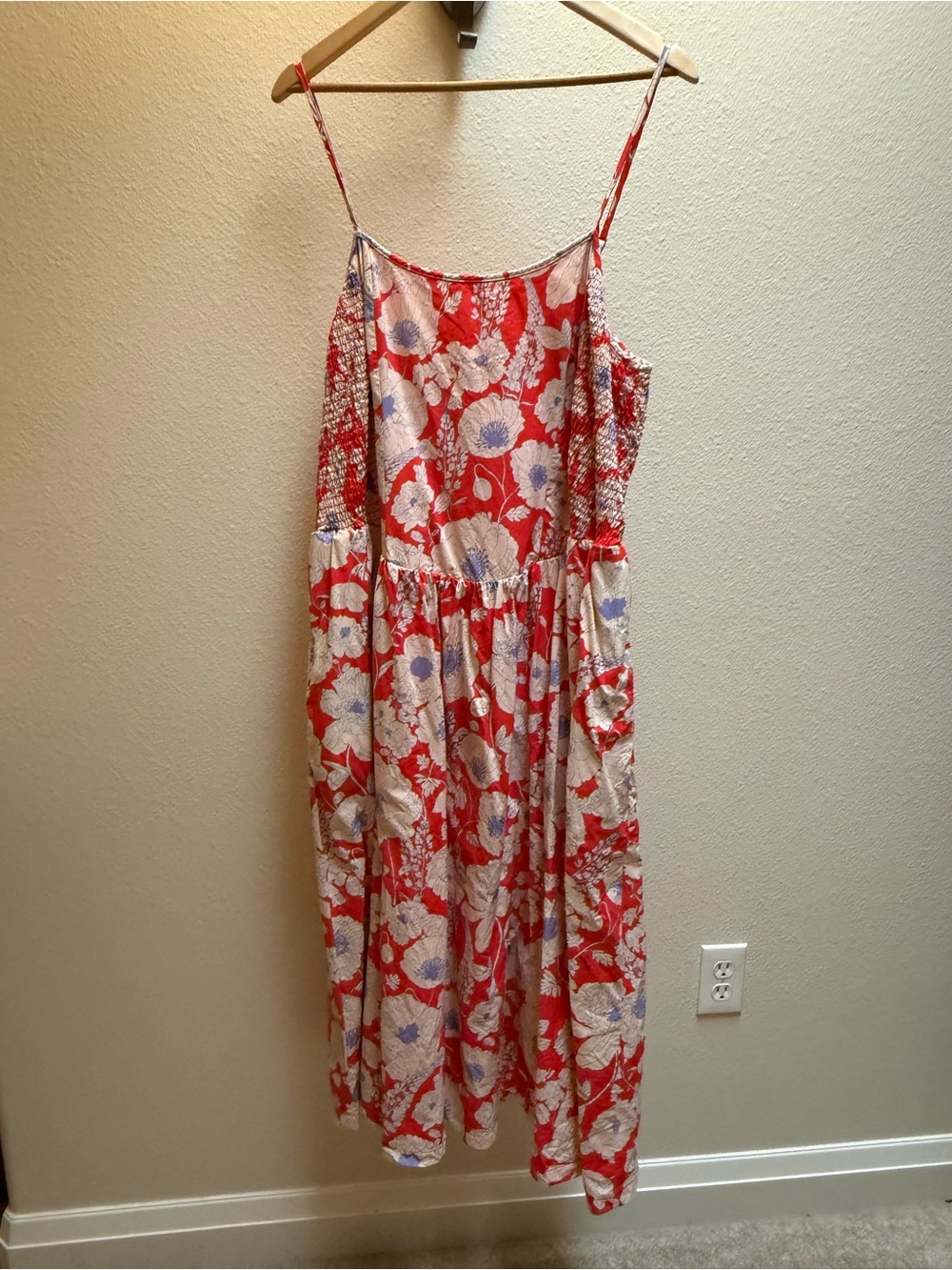 Maeve Red Floral Spaghetti-Strap Dress